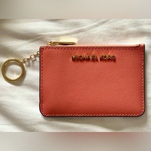 Michael Kors // Leather Coin Purse // Coral and Gold // Like New, Never Used